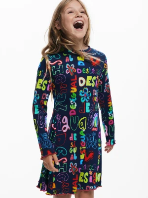 Sukienka z długim rękawem z nadrukiem liter Desigual