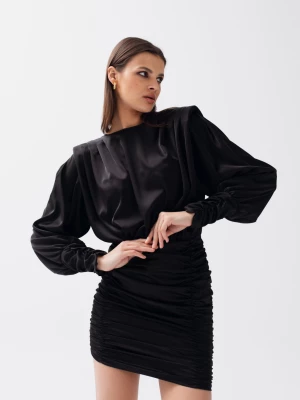Sukienka z drapowaniem w kolorze czarnym - IMOGEN-M Marsala