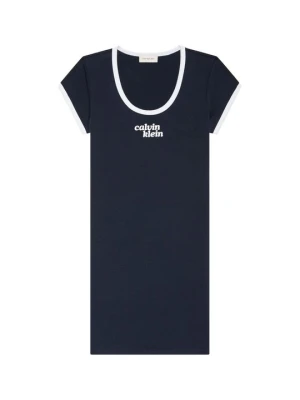 Sukienka z dżerseju Calvin Klein Jeans granatowy