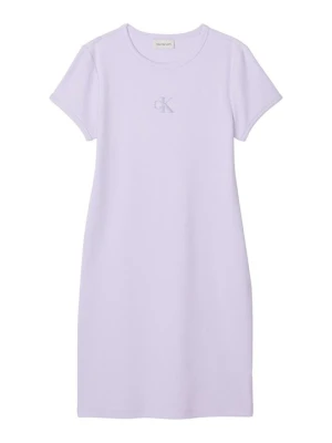 Sukienka z dżerseju Calvin Klein Jeans liliowy