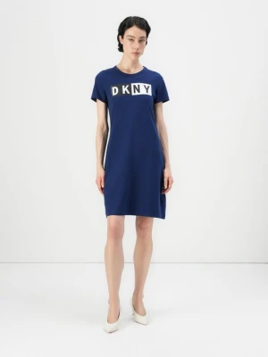 Sukienka z dżerseju DKNY niebieski