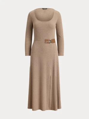 Sukienka z dżerseju Lauren Ralph Lauren jasny brąz