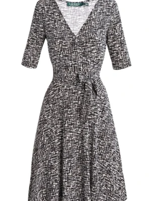 Sukienka z dżerseju Lauren Ralph Lauren mleczny