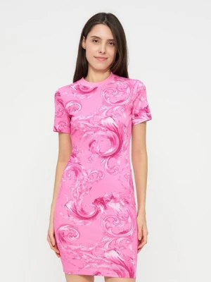Sukienka z dżerseju Versace Jeans Couture różowy