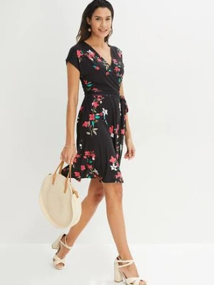 Sukienka z dżerseju z efektem założenia kopertowego bonprix