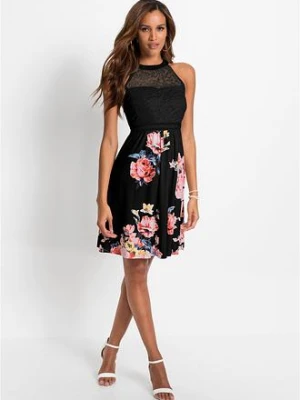 Sukienka z dżerseju z koronką bonprix