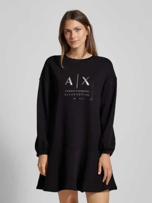 Sukienka z dzianiny dresowej z nadrukiem z logo Armani Exchange