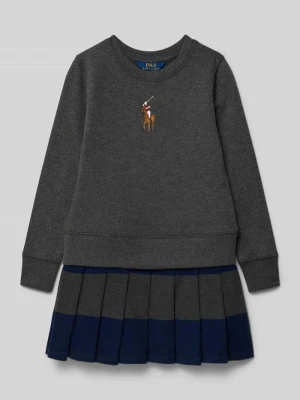 Sukienka z dzianiny dresowej z wyhaftowanym logo Polo Ralph Lauren Teens