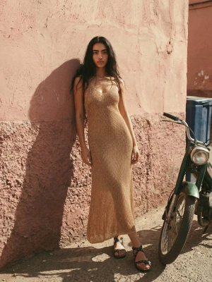 Sukienka z dzianiny lureksowej miedziany - Teen - - MANGO TEEN