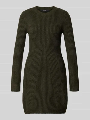 sukienka z dzianiny o kroju regular fit z okrągłym dekoltem model 'JOSANNA' Vero Moda Ciemnozielony