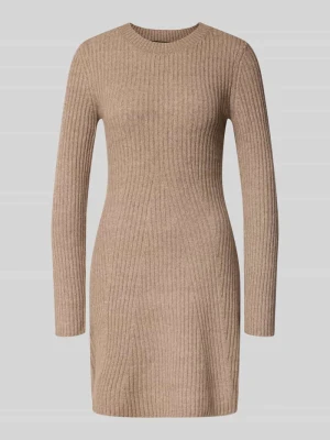 sukienka z dzianiny o kroju regular fit z okrągłym dekoltem model 'JOSANNA' Vero Moda Piaskowy