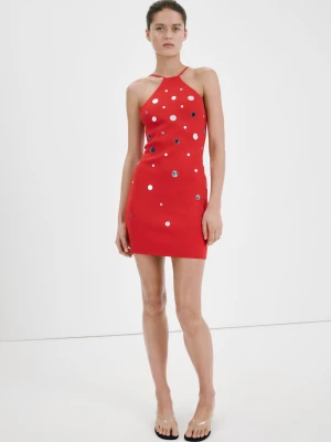 Sukienka z dzianiny z dekoltem halter czerwony - Kobieta - - MANGO