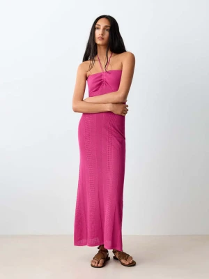 Sukienka z dzianiny z dekoltem halter fuksja - Teen - - MANGO TEEN