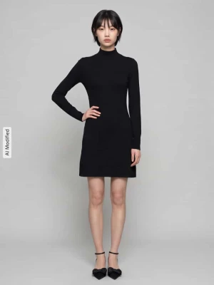 Sukienka z dzianiny z golfem typu mock neck Only Czarny