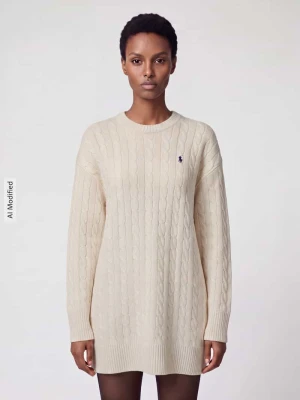 Sukienka z dzianiny z mieszanki wełny i kaszmiru Polo Ralph Lauren Biały
