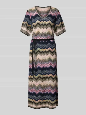 Sukienka z dzianiny z mieszanki wiskozy z wiązanym paskiem Oui