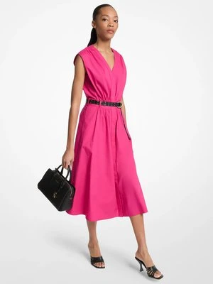 Sukienka z elastycznej bawełnianej popeliny z paskiem MICHAEL Michael Kors