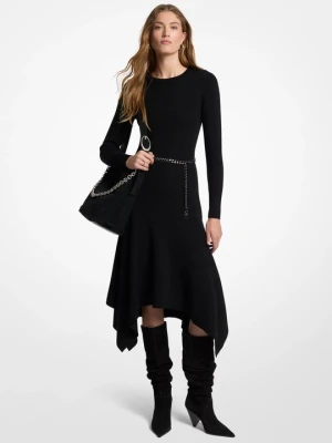 Sukienka z elastycznej wełny z zaokrąglonym dołem Michael Kors CZARNY (Czarny)