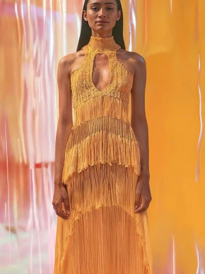 Sukienka z frędzlami typu halter Desigual