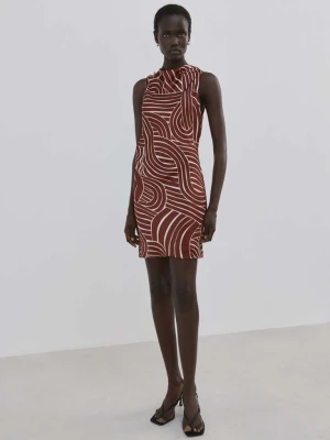 Sukienka z geometrycznym wzorem kasztanowy - Kobieta - - MANGO
