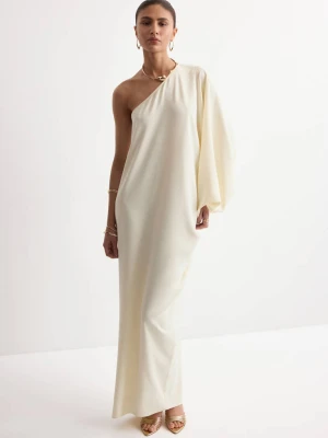 Sukienka z kołnierzem i bufiastymi rękawami kremowy / écru - Kobieta - - MANGO
