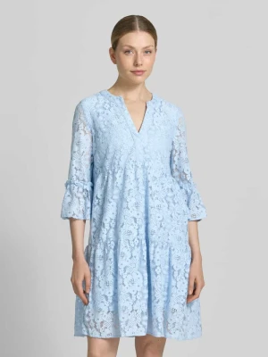 Sukienka z koronki o kroju loose fit z mieszanka bawełny model 'HONEY' Vero Moda Jasnoniebieski