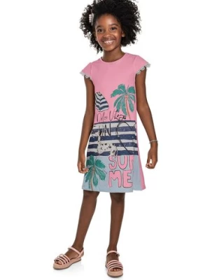 Sukienka z krótkim rękawem z napisem Summer - różowa Quimby