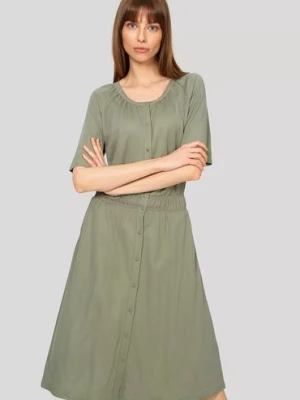Sukienka z krótkim rękawem zapinana na guziki - zielona Greenpoint