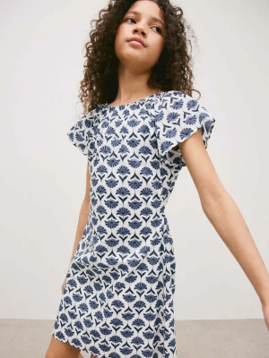 Sukienka z kwiatowym wzorem biały - Dzieci - lata - MANGO KIDS