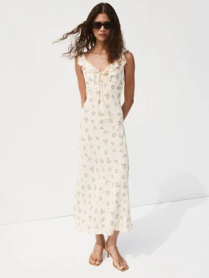 Sukienka z kwiatowym wzorem kremowy / écru - Kobieta - - MANGO