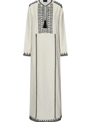Sukienka z lnianego płótna z haftowanymi detalami Alanui
