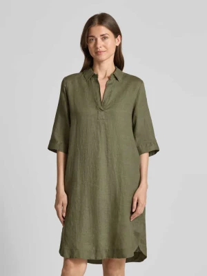 Sukienka z lnu do kolan z dekoltem w serek model 'HOLLIE' 0039 italy