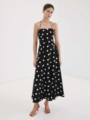 Sukienka z lyocellu w kropki czarny - Kobieta - - MANGO