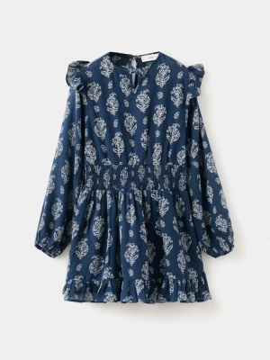 Sukienka z lyocellu z nadrukiem granatowy - Dzieci - lata - MANGO KIDS