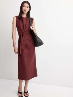 Sukienka z lyocellu z ozdobnym wiązaniem winny - Kobieta - - MANGO