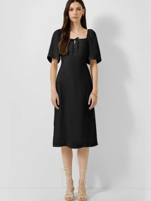 Sukienka z mieszanki wiskozy z detalami w stylu smock QS czarny