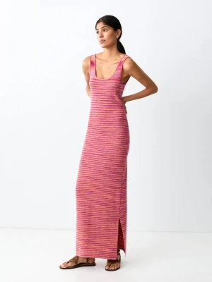 Sukienka z nadrukiem i rozcięciem z boku różowy - Teen - - MANGO TEEN