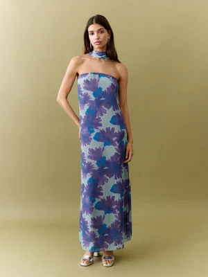 Sukienka z nadrukiem i szalem miętowa zieleń - Dziewczyna - - MANGO TEEN