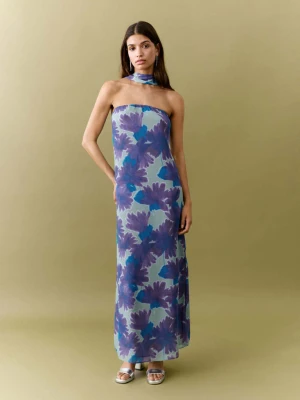 Sukienka z nadrukiem i szalem miętowa zieleń - Dziewczyna - - MANGO TEEN