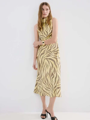 Sukienka z nadrukiem i szalem żółty - Kobieta - - MANGO