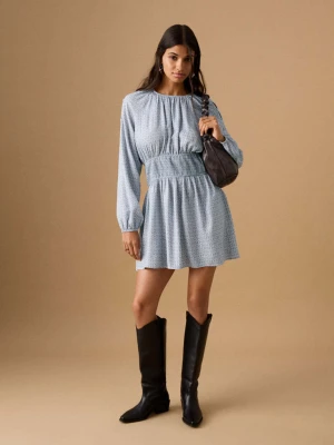 Sukienka z nadrukiem i wycięciami z lureksu błękitny - Dziewczyna - - MANGO TEEN