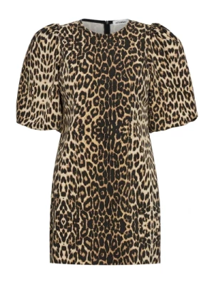 Sukienka z nadrukiem leoparda i bufiastymi rękawami Co'Couture