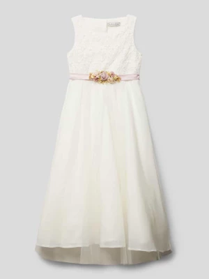 Sukienka z obszyciem koronką i kwiatową aplikacją Une Hautre Couture