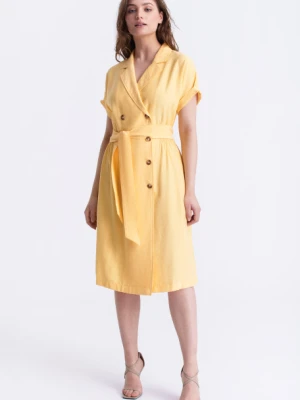 Sukienka z ozdobnymi guzikami, jasnożółta Greenpoint