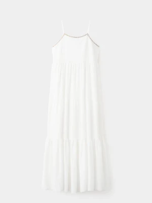 Sukienka z panelami i koralikami złamana biel - Teen - - MANGO TEEN