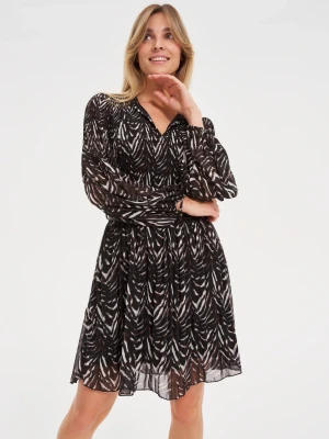 Sukienka z paskiem brązowa Moodo