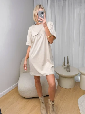 Sukienka z Patką Beżowa Set ClothStore