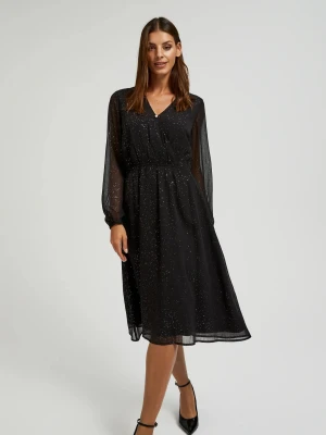 Sukienka z przezroczystymi rękawami czarna Moodo