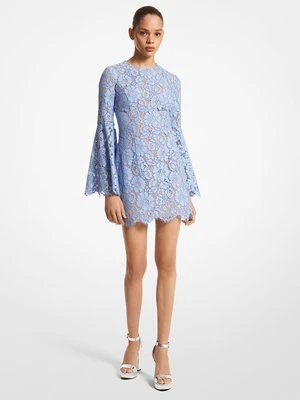 Sukienka z rozszerzanymi rękawami z kwiecistej bawełnianej koronki MICHAEL KORS COLLECTION