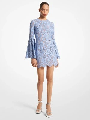Sukienka z rozszerzanymi rękawami z kwiecistej bawełnianej koronki MICHAEL KORS COLLECTION
